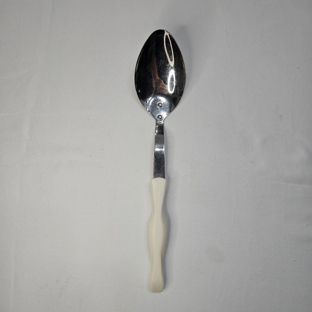 Cutco 17 KD Serving Spoon Pearl White Handle Stainless Steel USA Made‎